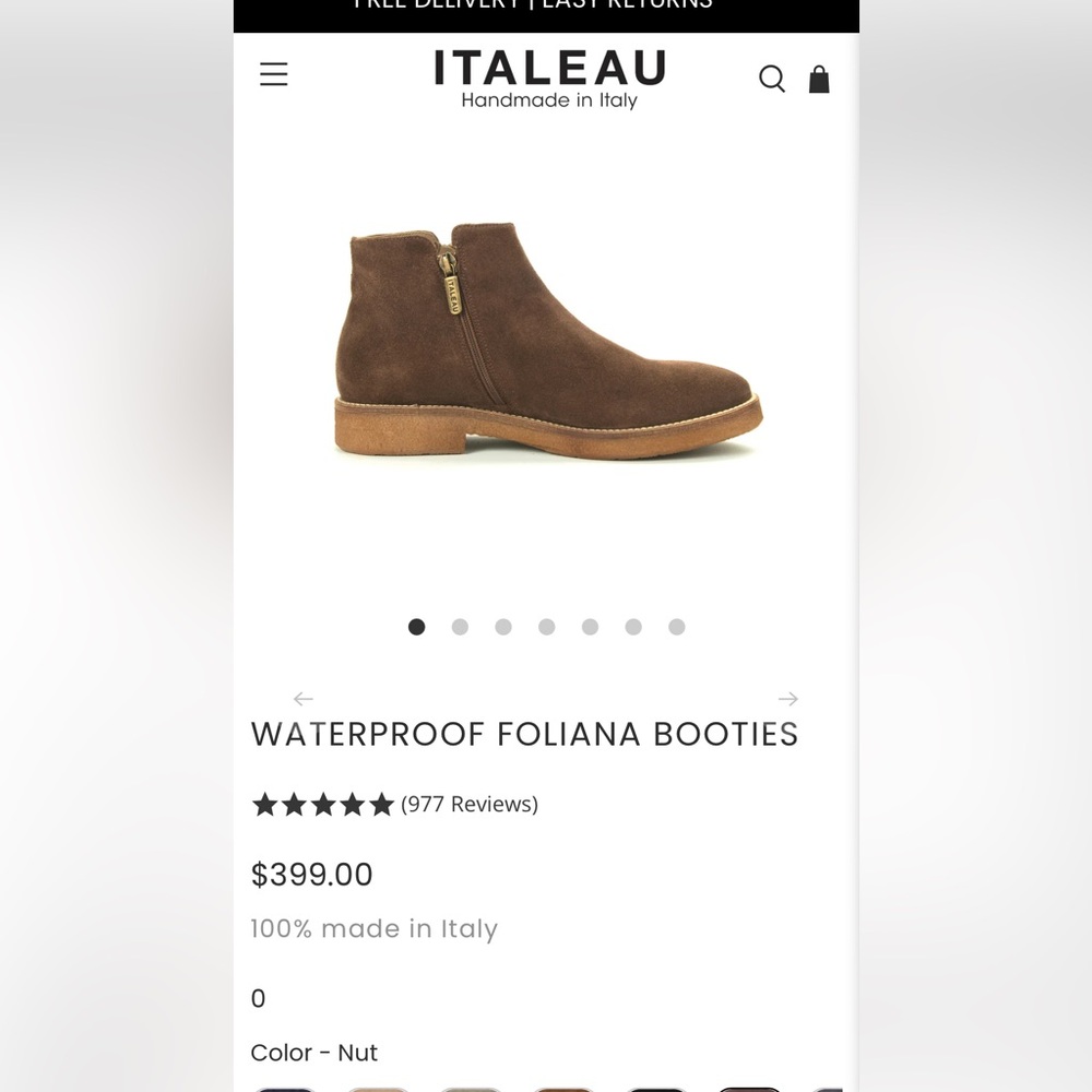 EUC 42/ 10.5 nut brown Iltaleau waterproof Foliana booties double zip